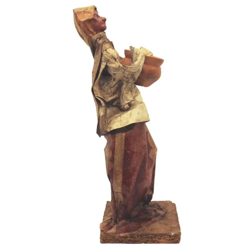 Vintage Mexican Cartonería Villager Figurine Paper Mache Sculpture Boho Folk Art